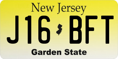 NJ license plate J16BFT