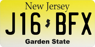 NJ license plate J16BFX