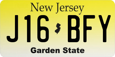 NJ license plate J16BFY