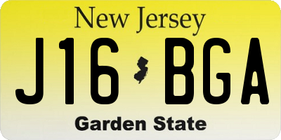 NJ license plate J16BGA