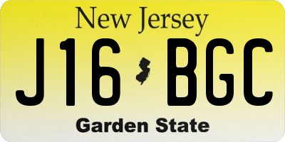 NJ license plate J16BGC