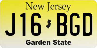 NJ license plate J16BGD