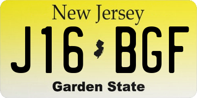 NJ license plate J16BGF