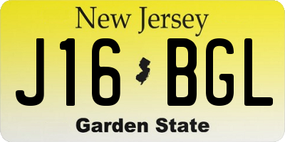 NJ license plate J16BGL