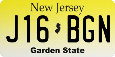 NJ license plate J16BGN