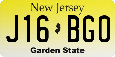 NJ license plate J16BGO