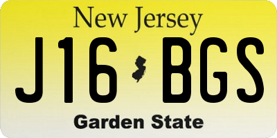 NJ license plate J16BGS