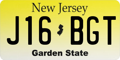 NJ license plate J16BGT