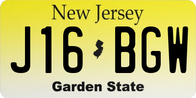 NJ license plate J16BGW