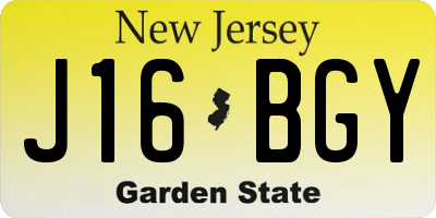 NJ license plate J16BGY