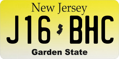 NJ license plate J16BHC