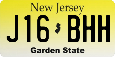 NJ license plate J16BHH