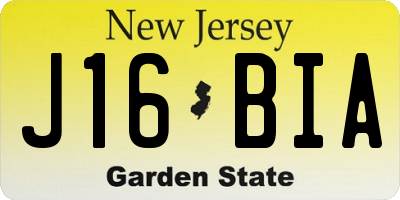 NJ license plate J16BIA