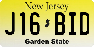 NJ license plate J16BID