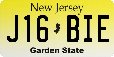 NJ license plate J16BIE
