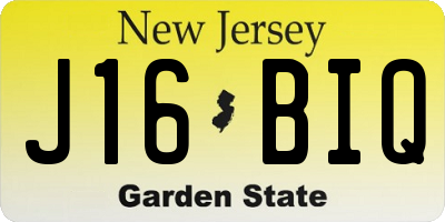 NJ license plate J16BIQ