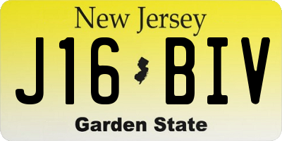 NJ license plate J16BIV