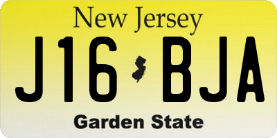NJ license plate J16BJA