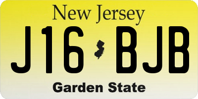 NJ license plate J16BJB