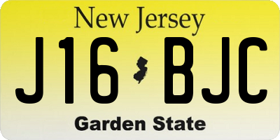 NJ license plate J16BJC