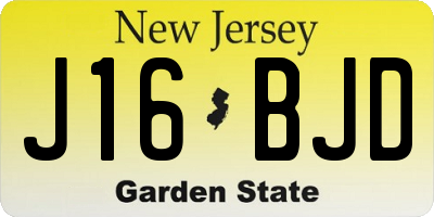 NJ license plate J16BJD