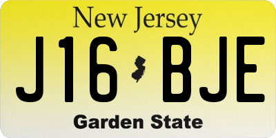 NJ license plate J16BJE