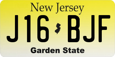 NJ license plate J16BJF
