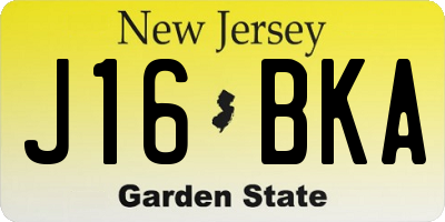 NJ license plate J16BKA