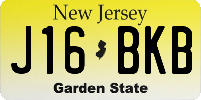 NJ license plate J16BKB