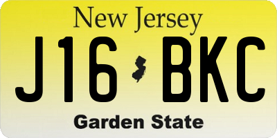 NJ license plate J16BKC