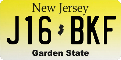 NJ license plate J16BKF