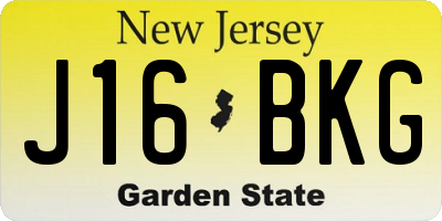 NJ license plate J16BKG