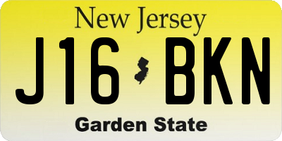 NJ license plate J16BKN