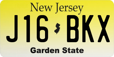 NJ license plate J16BKX