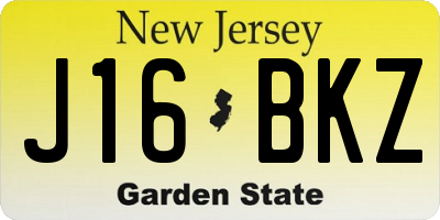 NJ license plate J16BKZ