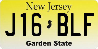 NJ license plate J16BLF