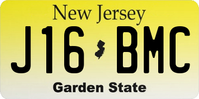 NJ license plate J16BMC
