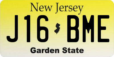 NJ license plate J16BME