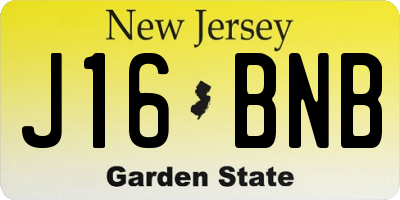 NJ license plate J16BNB
