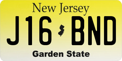 NJ license plate J16BND