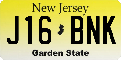 NJ license plate J16BNK
