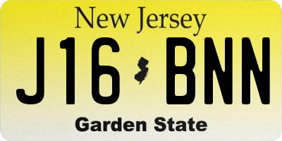 NJ license plate J16BNN