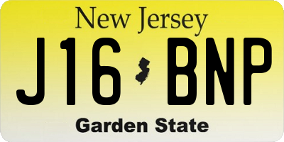 NJ license plate J16BNP