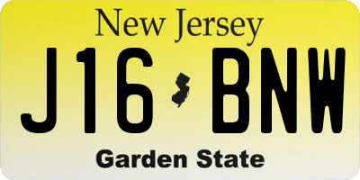 NJ license plate J16BNW