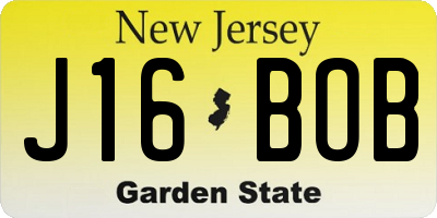 NJ license plate J16BOB