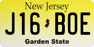 NJ license plate J16BOE