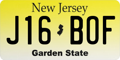 NJ license plate J16BOF