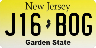 NJ license plate J16BOG