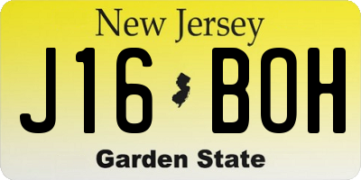 NJ license plate J16BOH