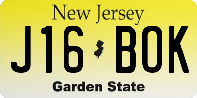 NJ license plate J16BOK